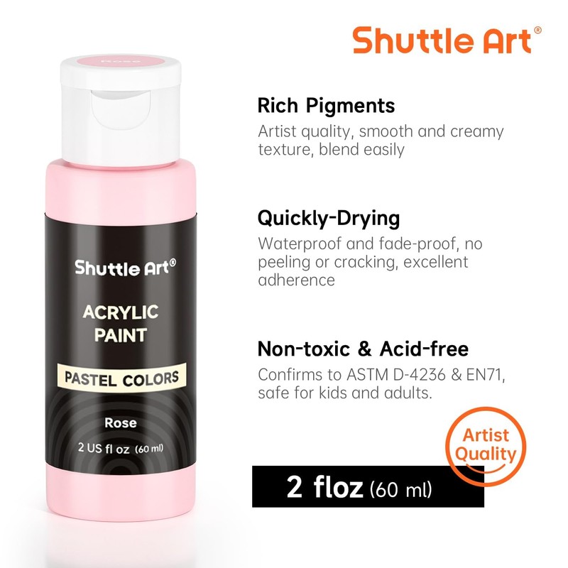 Shuttle Art 40 Pack Pastel Acrylic Paint Set, 30 Colors,