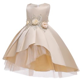 Princess Dresses for Girls High Low Holiday Party Birthday Church Cocktail Festival Outfits Champagne 8-9Years
