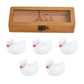 GSHOPVV 5 Pcs White Swan in Box Set Ceramic Chopsticks Rest Spoon Fork Knife Holder Rack