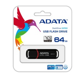 ADATA 64 GB Memoria Flash USB 3.0 con Tapa Color Negro con Rojo (Modelo UV150)
