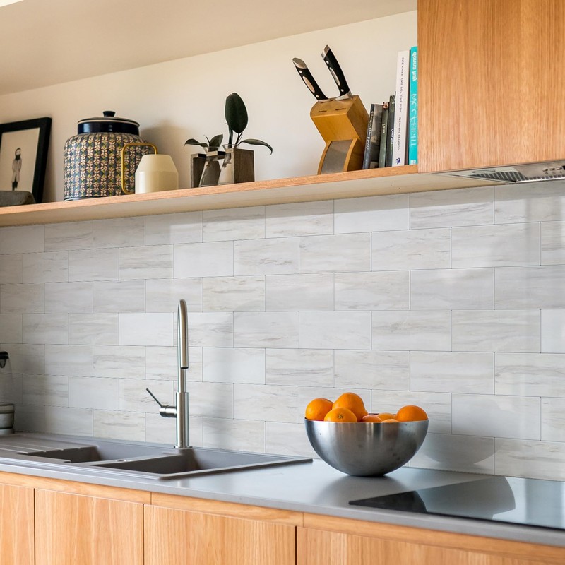 STICKGOO Subway Tile Peel and Stick Backsplash, Glossy Light Brown