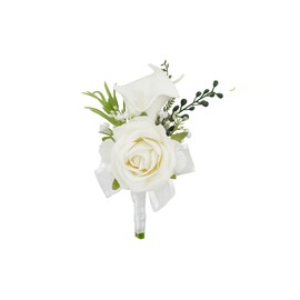 Floinla 1Pc Single Ivory White Boutonnieres for Men Wedding Prom, Artificial Calla Lily Sunflower Flower Groom and Groomsmen Boutonniere for Wedding Homecoming Ceremony, Party