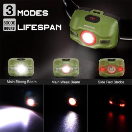 Swiss+Tech 1PK/2PK Headlamp Flashlight w/3 Modes Black/Green 300 Lumens Batteries Inclued - 2PACK 3AAA GREEN HEADLAMP
