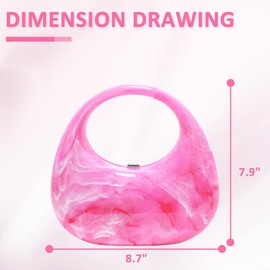 Clutch Purses for Women, Hot Pink Evening Bag, Marble Veining Acrylic Tote Bag, Small Tote Bag, Handbags for Wedding, Prom, Parties, Travel