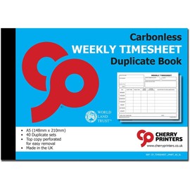 Cherry | NCR | Weekly Timesheet | Duplicate Book | SL (Small and Light) | A5 | 40 sets