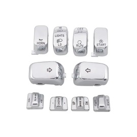 GZDLMoto Chrome Hand Control Switch Housing Caps for Harley Touring Street/Electra Glide FLHT FLHTC FLHX 1996-2013 Motorcycle 10 pcs Hand Control Switch Housing Buttons Caps