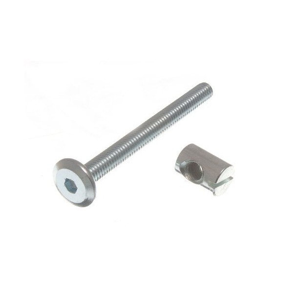 FURNITURE COT BED BOLT ALLEN HEAD WITH BARREL NUT 6MM M6 X 60MM ZP (pack of 4 )