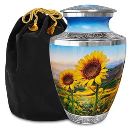Everlight Memorials Eternal Sunshine Cremation Urn for Human Ashes - Sunflower Large Urn for Adult Men & Women - Burial Urns for Adult Human Ashes