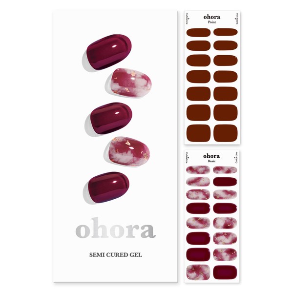 ohora (N Mulberry) Semi-Cured Gel Nail Strips - Works with All UV Nail Lamps, Salon Quality, Durable, Easy to Apply and Remove - Includes 2 Prep Pads