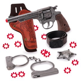 Toyland® 20cm (8") 5 Piece Sherif Fancy Dress Set - Die Cast Metal Cap Gun 96 Shot Caps Included, Belt, Holster, Handcuffs & Badge