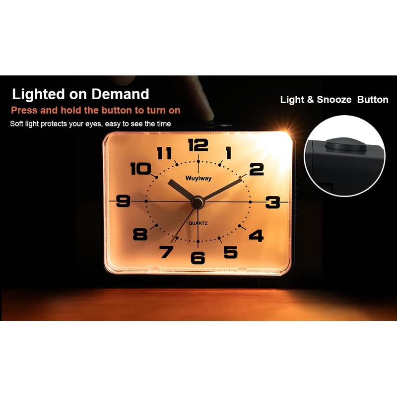 Wuyiway Retro Analog Alarm Clock,Battery Operated,4" Vintage Decor for Bedroom,