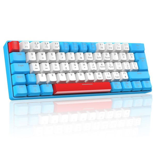 LexonElec T60 UK Layout 60% Mechanical Gaming Keyboard Wired Anti-Ghosting 62 Keys Mechanical Red Switches with ABS Keycaps for PC/Laptop Gundam