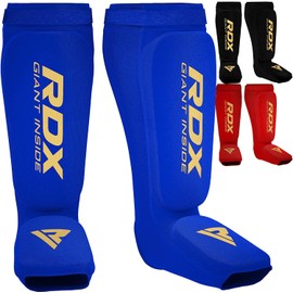 RDX Shin Guard, EMMAA FIGMMA Certified Product, Leg Guard, Kickboxing, Muay Thai, Martial Arts, Kick, Practice, Legers, Knee Shin, Protection, Adult, Men's, Women's, Genuine Japanese Product (Blue, M)
