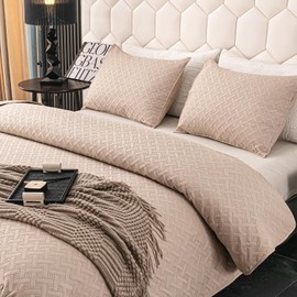 FLYMME Beige King Quilt Bedspreads, 3 Pieces Lightweight Bedding Sets with Pillow Shams, Microfiber Quilted Comforter Coverlet for All Season (1 Quilt, 2 Shams)