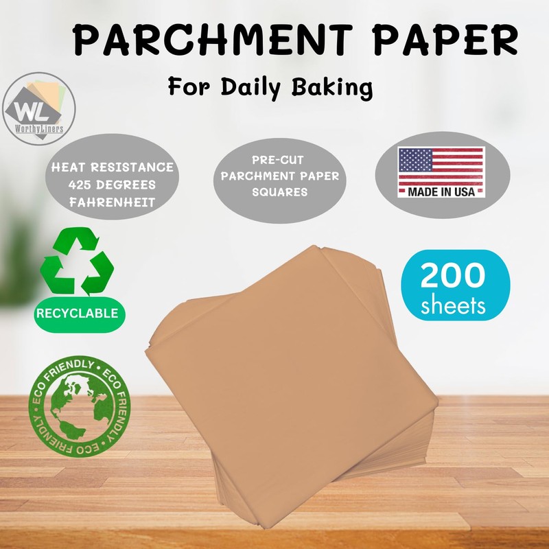 9x9 Inch Natural Parchment Paper Squares 200 Sheets | Made