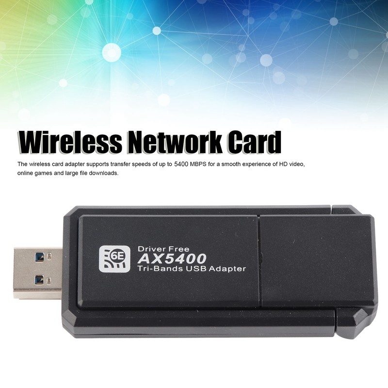WiFi 6E Network Adapter 5400Mbps USB Network Card with Triple