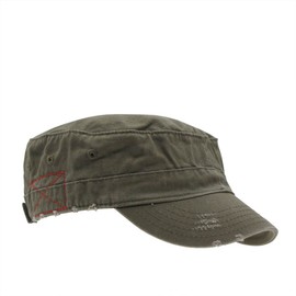 The Vintage Year Washed Cadet Cotton Twill Adjustable Military Radar Distressed Caps (Distressed Olive Green)