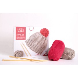 House of Crafts Soft Warm Knitted Pompom Hat Craft Kit, Unique Christmas, Birthday Gift Idea, Adult Craft, Ideal for Beginners