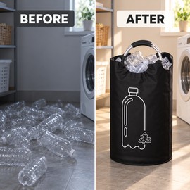 82L Recycling Bin for Empty Bottle Storage – Foldable Waterproof Basket with Aluminum Handle for Home Organization