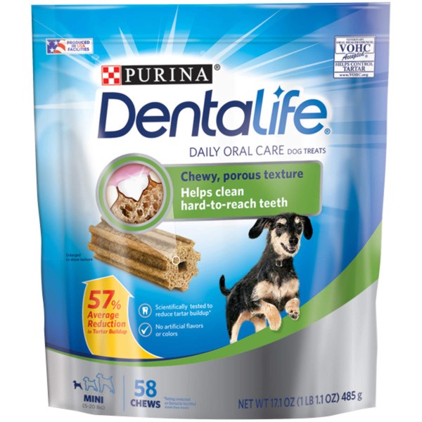 Purina DentaLife Made in USA Facilities Toy Breed Dog Dental Chews, Daily Mini - 58 ct. Pouch