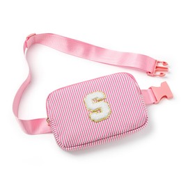Boulder Bee Belt Bag with Initial Letter, Stylish Fanny Pack for Teenager Girls, Cute Trendy Stuff, Crossbody Bags, Birthday Gifts Bag, Christmas Gift(Pink, Letter S)