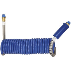 Stallion Blue Power Air Line - Coiled Air Brake Component - 1/2" Fittings - 20 ft.