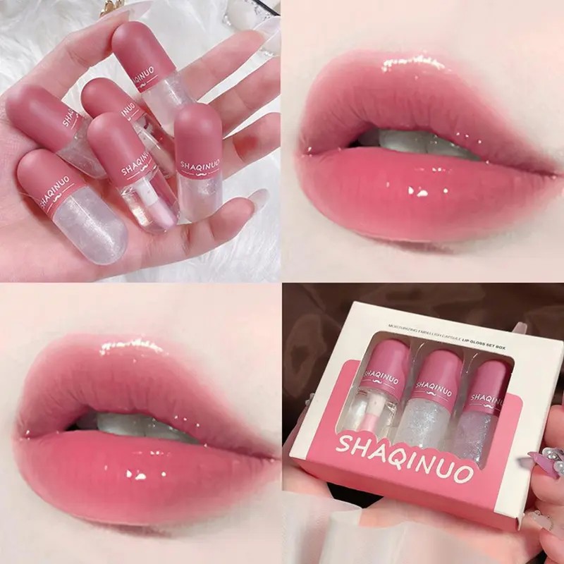 Water Gloss Liquid Lipstick 3-Pack – Moisturizing Shimmer Lip Gloss