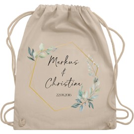 Turnbeutel Rucksack - Taschen - Geschenk Hochzeit mit Namen und Datum personalisiert I Persönliche Geschenke zur Hochzeit Geschenke Brautpaar Geschenkidee Pärchen Geschenk Paare - Unisize
