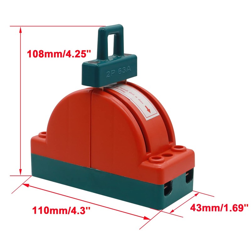 TWTADE Disconnect Knife Switch 63A 220V 2 Pole Double Throw