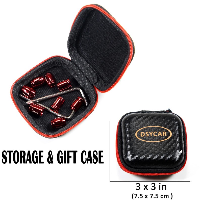 Dsycar Locking Valve Stem Caps Red (8 Pack), Anti Theft