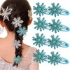8PCS Snowflake Hair Clip Blue White Christmas Hair Accessories for