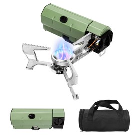 Hisencn Portable Camping Stove with Storage Bag | 3900W High-Power Outdoor Gas Stove for Hiking, Picnic, RV Trips & Emergency Use | Windproof & Compact Design