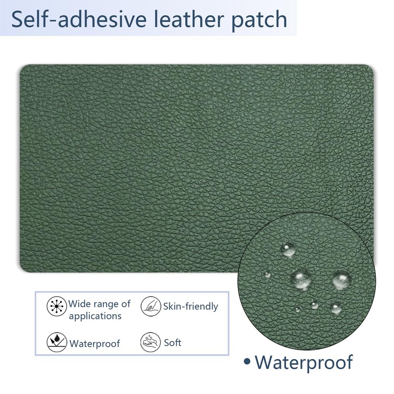 Deep Green Leather Repair Patch for Furniture, 8" x 12"