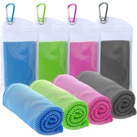 KATELUO Pack of 4 Cooling Towels, Sports Towel, Ice Towel, Cooling Towels, Microfibre, Cooling Towel for Sports & Fitness, Golf, Yoga, Running, Travel, Camping