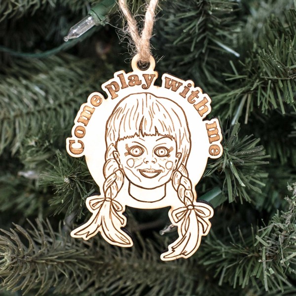 HipFlaskPlus Ornament - Come Play with Me - Raw Wood