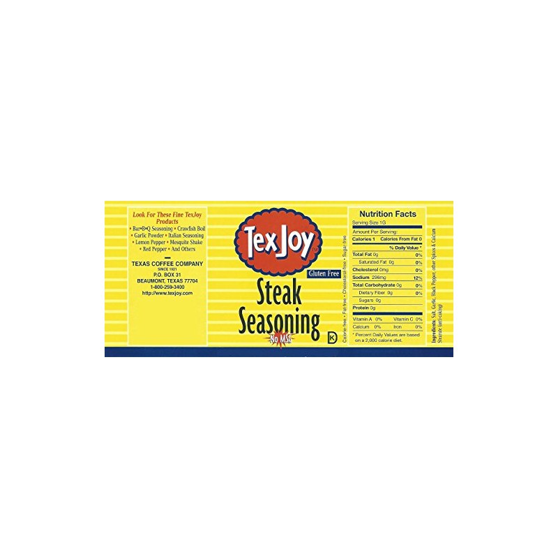 Texjoy Steak Seasoning No MSG 32 Ounce 2 Pack (64
