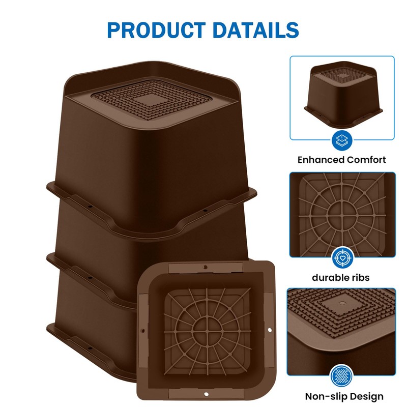 ANNKUT Bed Risers 4 Inch Heavy Duty, Furniture Risers for
