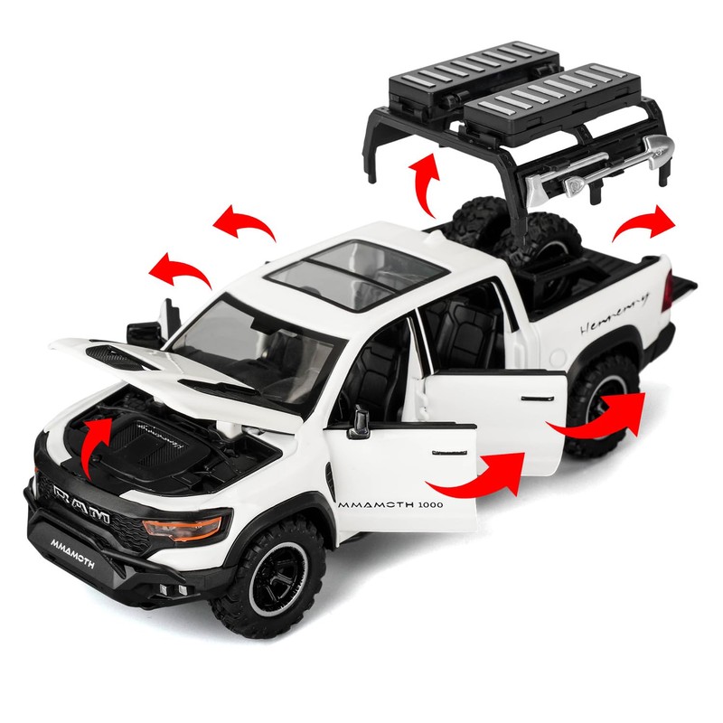 BDTCTK Dodge Ram Mammoth Pick-Up Truck Model Car, Zinc Alloy