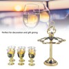 6Pcs Chinese Chalice Retro Style Zinc Alloy Glass Embossed Flower