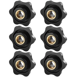 BOUMVID Star Grip Nut M8 Pack of 6, Wing Nut Outer Diameter 32 mm, Knurled Screw Female Thread Brass, Star Handle for Machines and Systems, Machine Tools, Fitness Equipment, Furniture