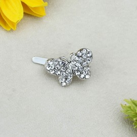Decorative Hair Clip Butterfly Magnetic Barrette Rhinestone Crystal Hair Barrette, Set of Two, Clear
