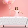 Tinoaly 4pcs Pink Bow Table Cloth, Waterproof Rectangle Plastic Table