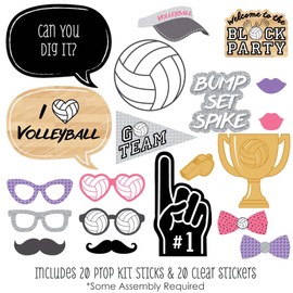 Big Dot of Happiness Volleyball Party Photo Props Kit - 20-Piece Sports Theme Photography Accessories, DIY Party Decorations, Premium Quality Booth Props Set