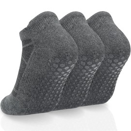 srclo 3 Pairs Non Slip Grip Yoga Socks For Women&Men, Anti-slip Pilates Socks Size 4-8 9-12,Fall Prevention Ankle Socks for Running, Ballet, Dance, Hospital,Home Workout,Yoga,Fitness