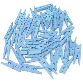 25mm Mini Blue Wooden Clothes Peg Craft For Vintage Wedding Party Decoration Scrapbook (50)