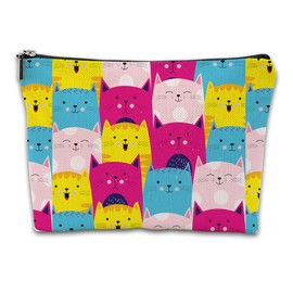 iapodiad - Bolsa de cosméticos con flores abstractas, impermeable, pequeña bolsa de viaje portátil para mujeres y niñas, viajes, estudio, almacenamiento diario, Gatos, Una talla