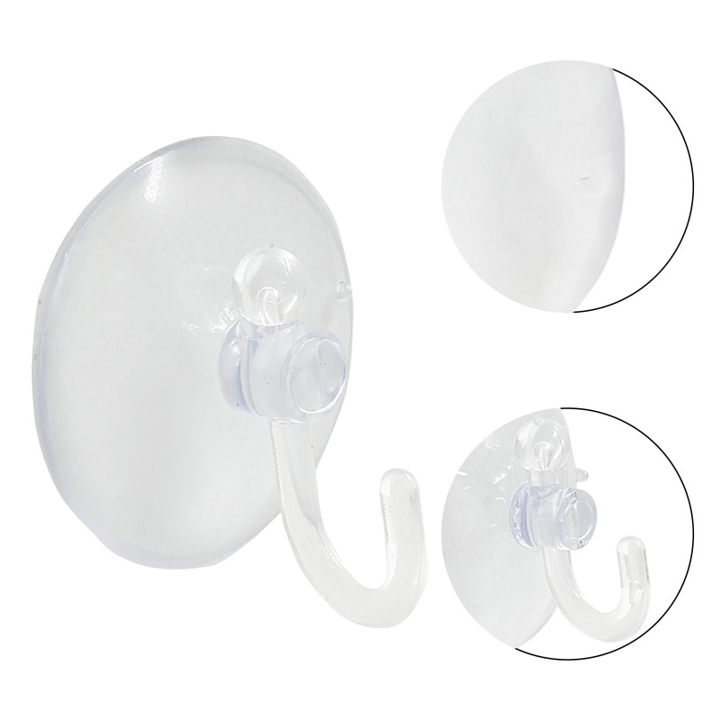 Bonsicoky 12 Pcs Suction Cups with Hooks, 30 mm Clear