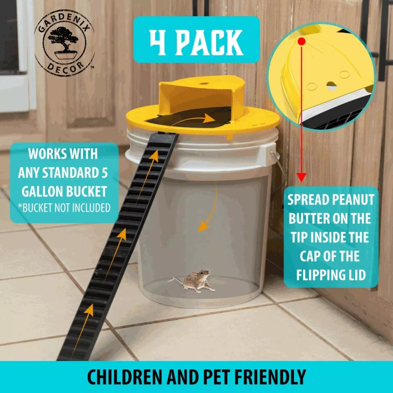 Gardenix Decor 5 Gallon Bucket Lid Mouse Rat Trap 4