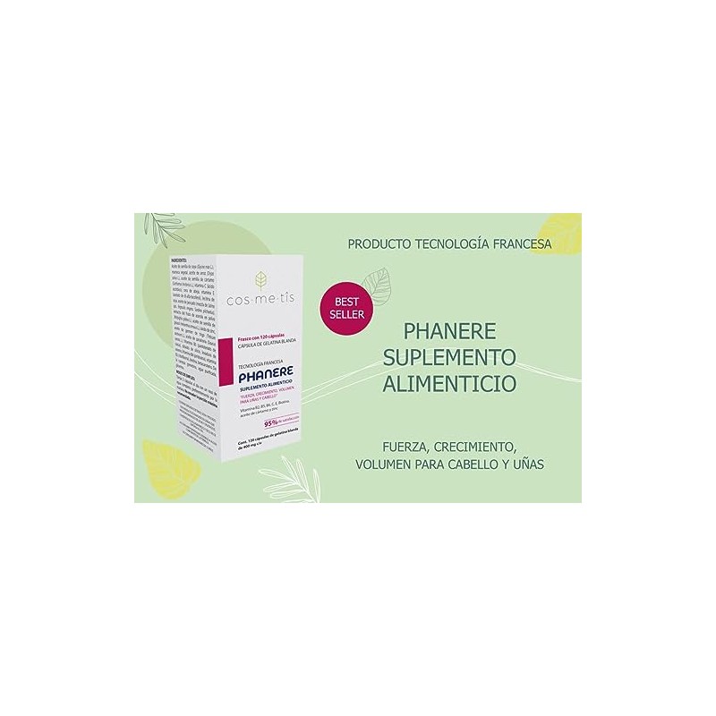 Phanere, Suplemento alimenticio con Vitaminas, cabello y uñas, 120 cápsulas