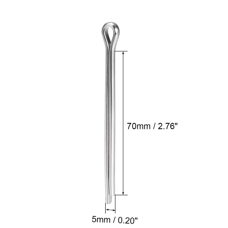 sourcing map Split Cotter Pin - 5mm x 70mm 304